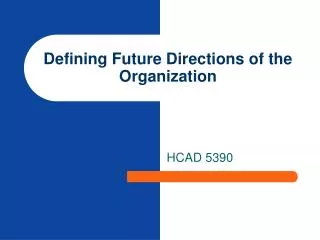 Defining Future Directions of the Organization