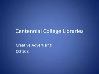Centennial College Libraries