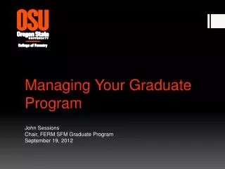 Managing Your Graduate Program