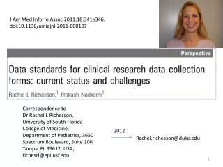 Correspondence to Dr Rachel L Richesson, University of South Florida College of Medicine,