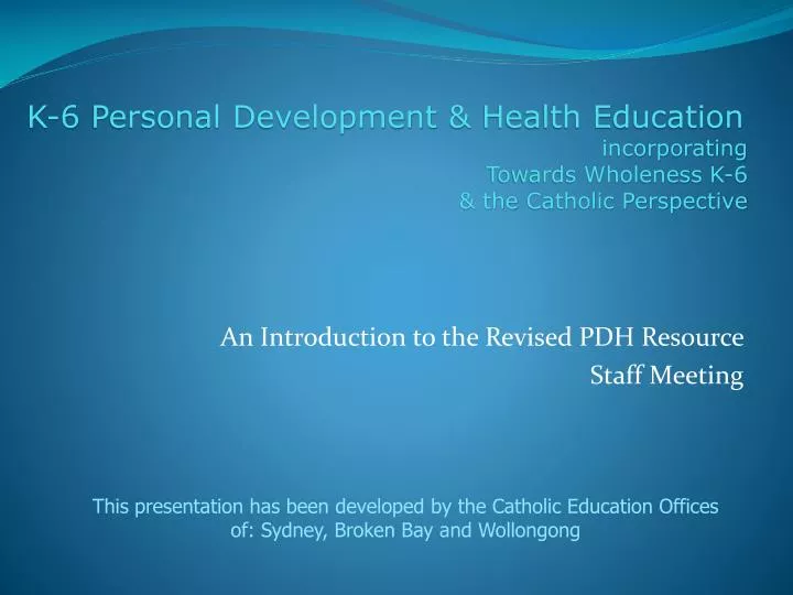 an introduction to the revised pdh resource staff meeting