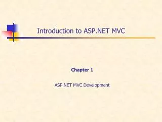 Introduction to ASP.NET MVC