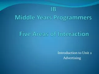 IB Middle Years Programmers Five Areas of Interaction