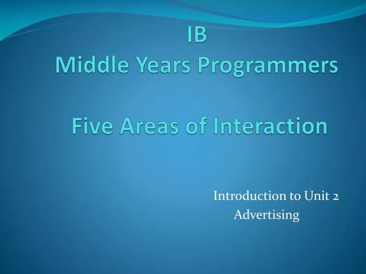 ib middle years programmers five areas of interaction