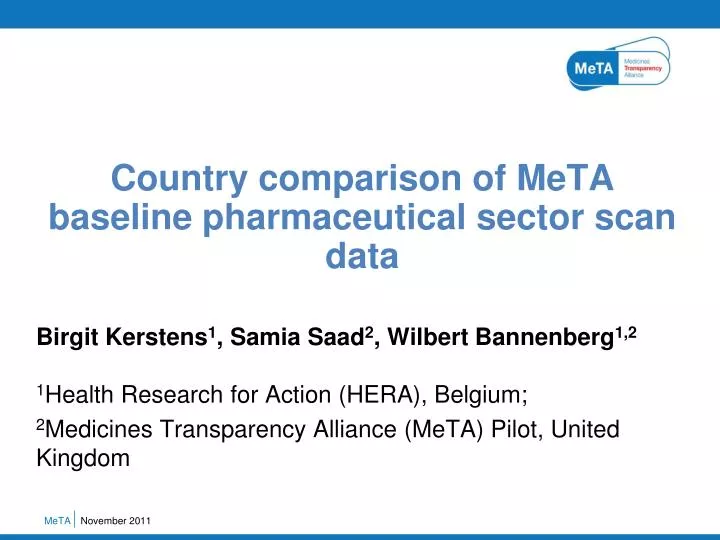 country comparison of meta baseline pharmaceutical sector scan data