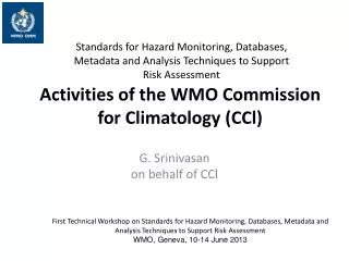 Activities of the WMO Commission for Climatology ( CCl )