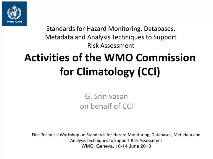 activities of the wmo commission for climatology ccl