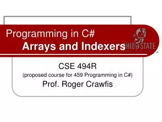 Programming in C# Arrays and Indexers
