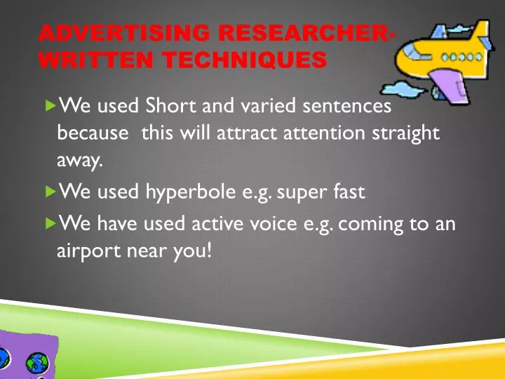 advertising researcher written techniques