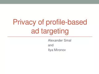 Privacy of profile-based ad targeting