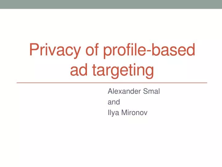 privacy of profile based ad targeting
