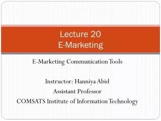 Lecture 20 E-Marketing
