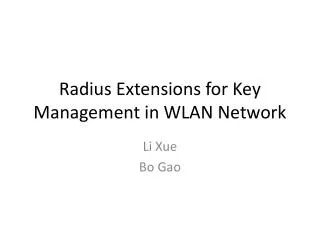 Radius Extensions for Key Management in WLAN Network