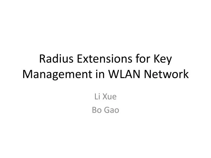 radius extensions for key management in wlan network