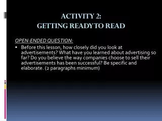 ACTIVITY 2: GETTING READY TO READ