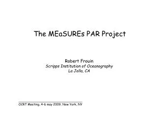 The MEaSUREs PAR Project