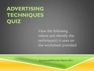 Advertising Techniques quiz