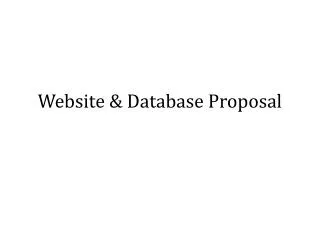 Website &amp; Database Proposal