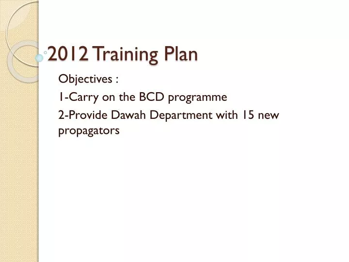 2012 training plan