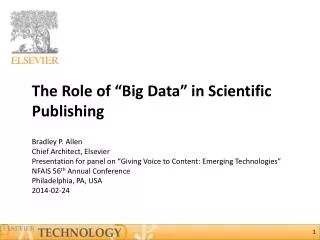 The Role of “Big Data” in Scientific Publishing