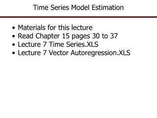 Time Series Model Estimation