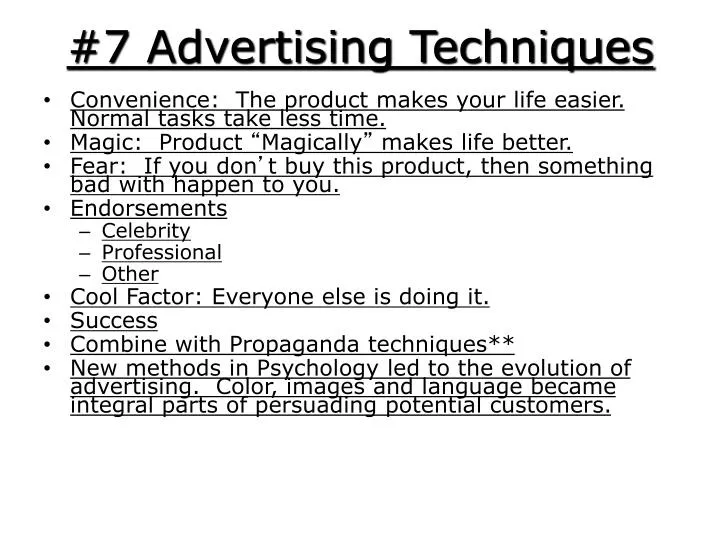 7 advertising techniques