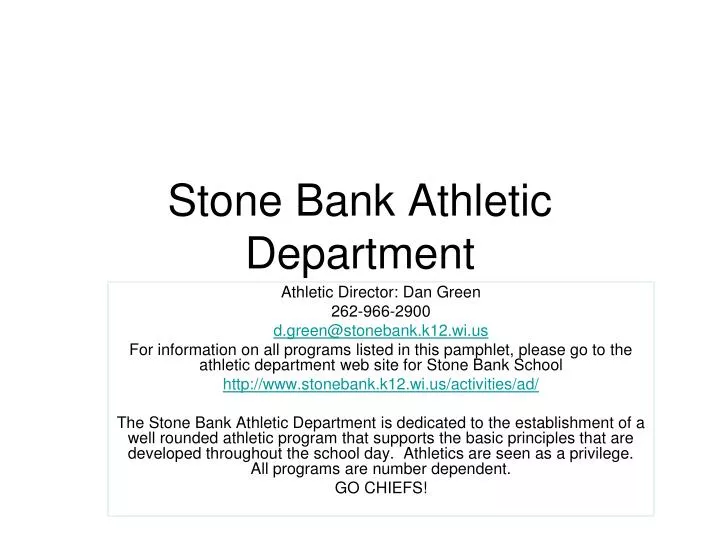 stone bank athletic department
