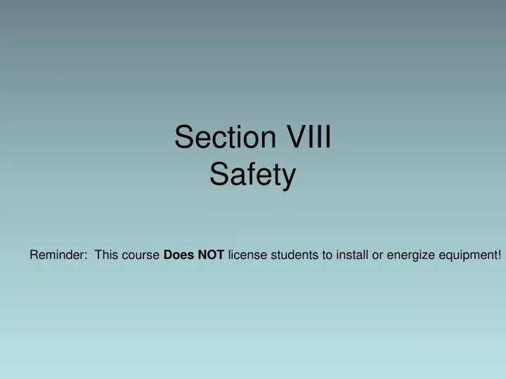 section viii safety