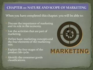 CHAPTER 21: NATURE AND SCOPE OF MARKETING
