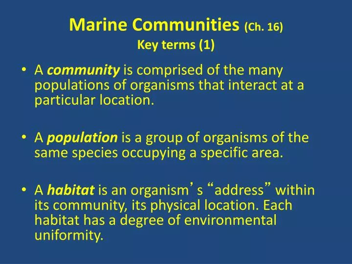 marine communities ch 16 key terms 1