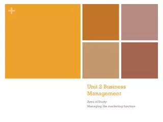 Unit 2 Business Management