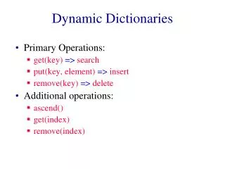 Dynamic Dictionaries