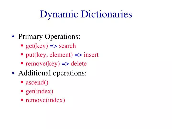 dynamic dictionaries