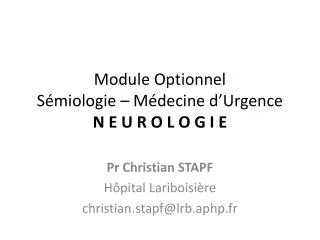 module optionnel s miologie m decine d urgence n e u r o l o g i e