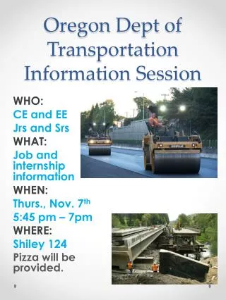Oregon Dept of Transportation Information Session