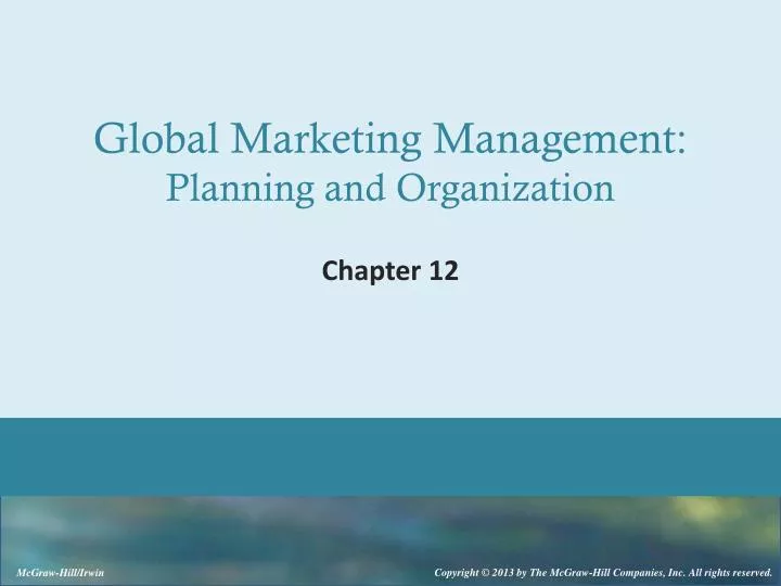 global marketing management planning and organization