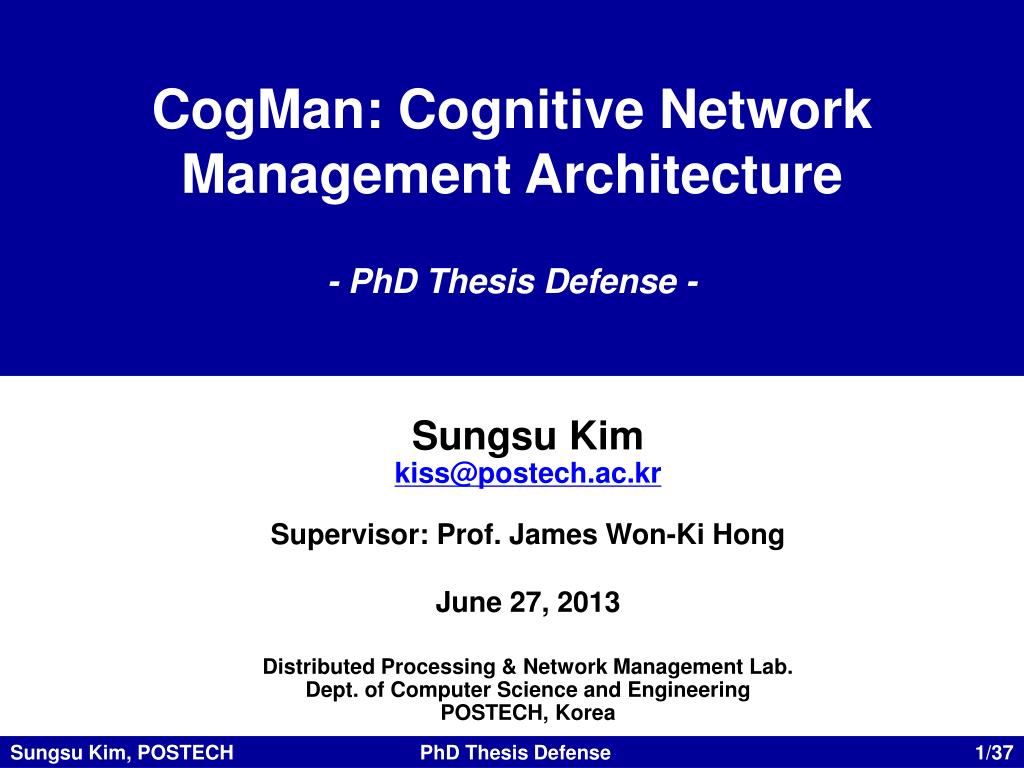PPT - CogMan : Cognitive Network Management Architecture - PhD Thesis ...
