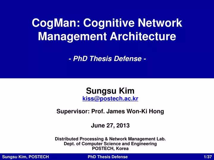 cogman cognitive network management architecture phd thesis defense