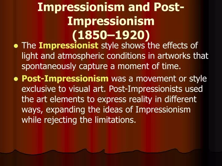 impressionism and post impressionism 1850 1920