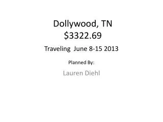 Dollywood , TN $ 3322.69