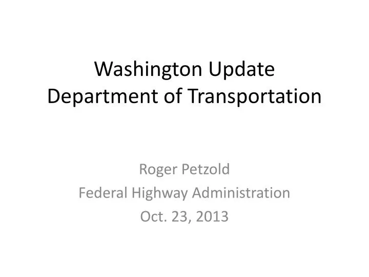 washington update department of transportation