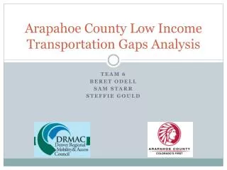 Arapahoe County Low Income Transportation Gaps Analysis