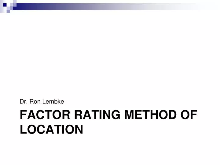 factor rating method of location