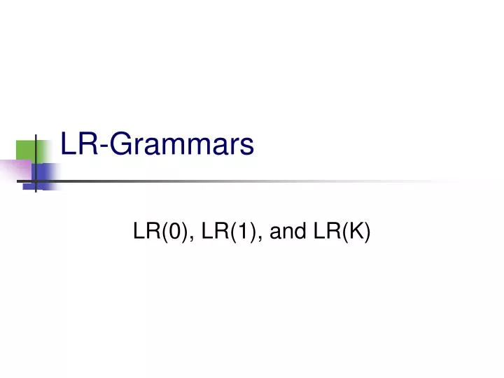 lr grammars