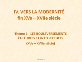 iv vers la modernit fin xve xviie si cle