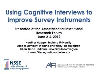 Using Cognitive Interviews to Improve Survey Instruments