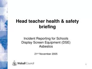 Head teacher health &amp; safety briefing