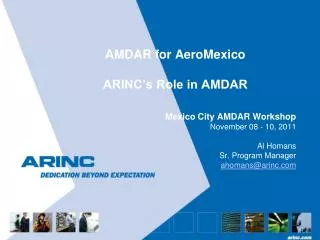 AMDAR for AeroMexico ARINC’s Role in AMDAR
