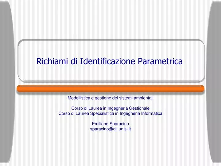 richiami di identificazione parametrica