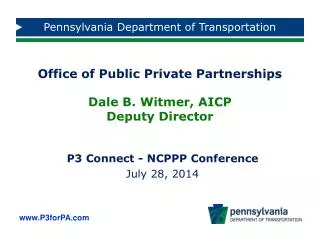 P3 Connect - NCPPP Conference July 28, 2014